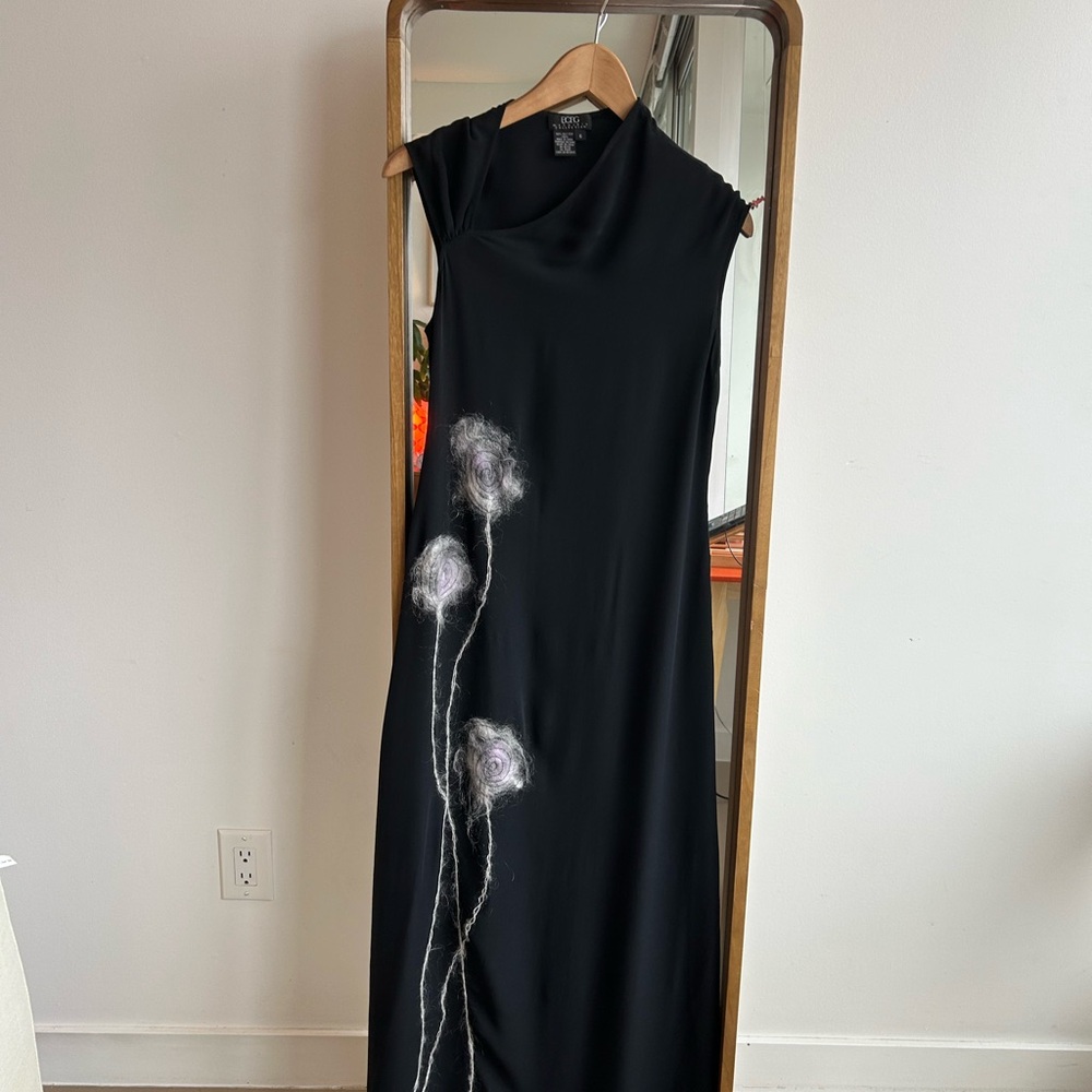 BCBGMaxAzria Black Dress with White Floral Design
